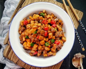 家常菜~杏鲍菇烧牛肉粒