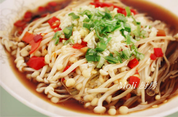 【清蒸金针菇--微波炉快手菜】