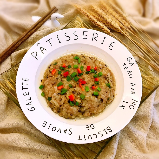 马蹄鲜菇蒸肉饼