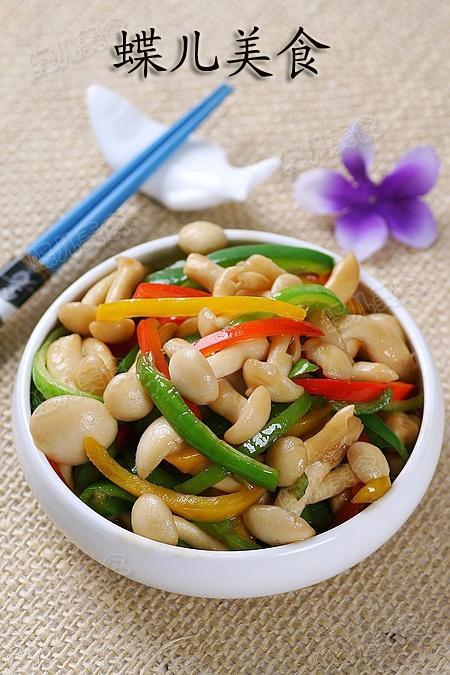 蚝油彩椒白玉菇