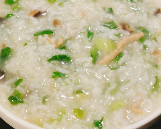 暖暖的青菜瘦肉粥