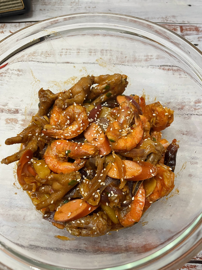 明虾鸡爪煲