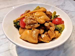 白灵菇照烧鸡腿