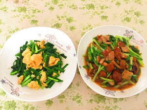 肉炒小白菜滑子蘑