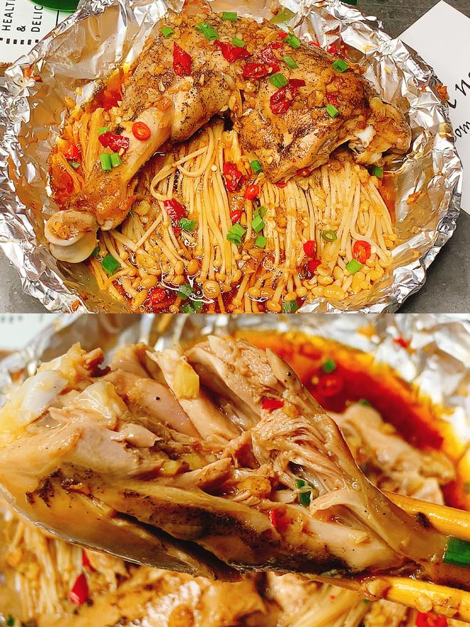 爆好吃❗️鲜嫩多汁，无油版金针菇蒸鸡腿
