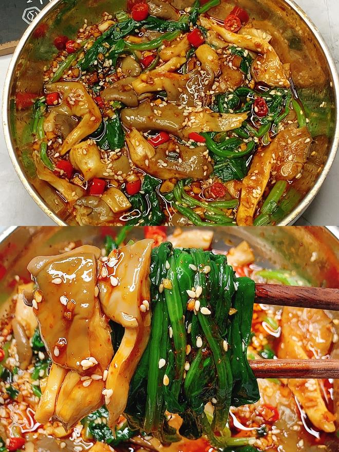 减脂餐！香辣过瘾超好吃的菠菜拌平菇