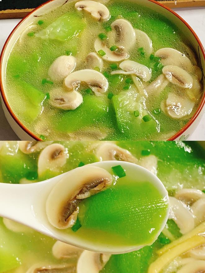 汤鲜味美！适合天热喝的刮油神汤～丝瓜蘑菇汤