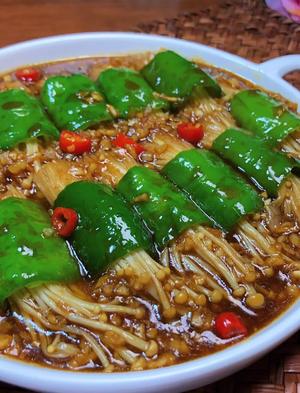 青椒卷金针菇，无敌下饭