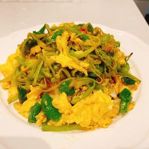 鲜黄花菜炒鸡蛋（秋水仙碱必须处理干净）