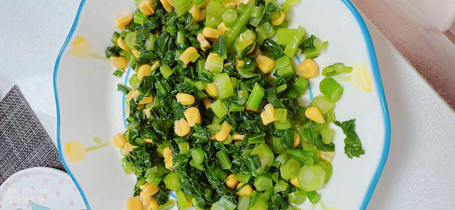 炒菜心甜玉米粒