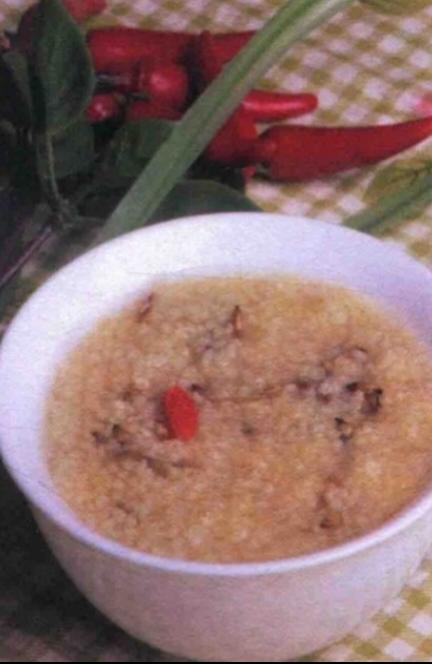 牛蒡子麦芽菜叶粥（发散解表，温中散寒）