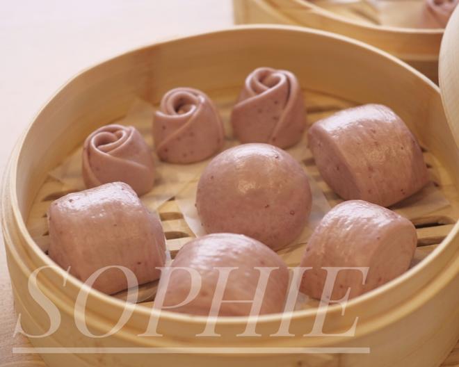【覆盆子果酱刀切馒头/玫瑰馒头】压面机做光洁馒头技术总结
