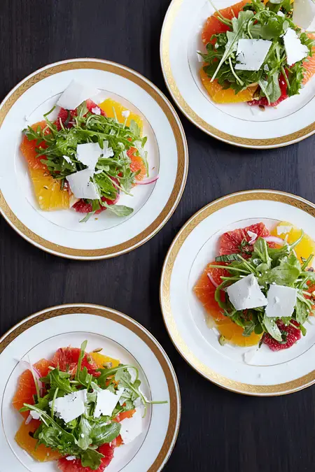 西柚柑橘芝麻菜沙拉佐乳清干酪萨拉塔 Citrus Salad with Arugula & Ricotta Salata