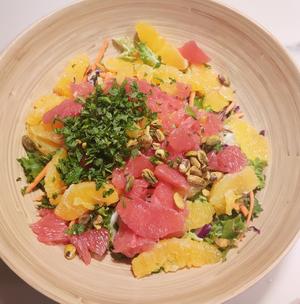 西柚柑橘芝麻菜沙拉佐乳清干酪萨拉塔 Citrus Salad with Arugula &amp; Ricotta Salata