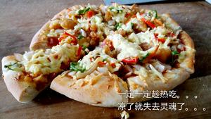 新奥尔良鸡肉蘑菇披萨（附超简单饼坯做法）