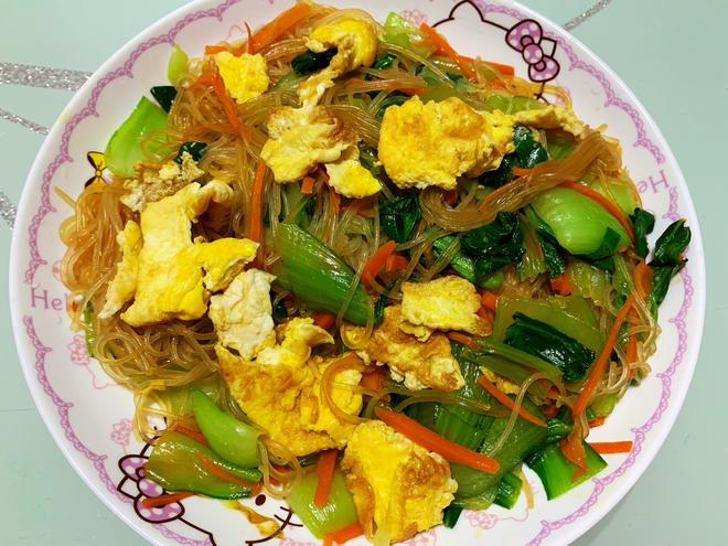 油菜粉丝炒鸡蛋