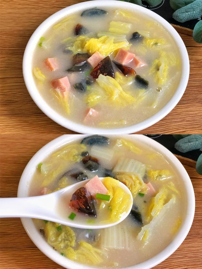 娃娃菜火腿皮蛋汤